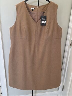 Talbots WOMENS Gold Shimmer V-neck Linen Sleeveless Dress 18W